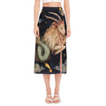 Watercolor Capricorn Zodiac Sign Print Side Slit Midi Skirt