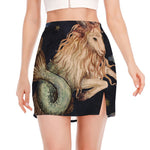 Watercolor Capricorn Zodiac Sign Print Side Slit Mini Skirt