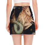 Watercolor Capricorn Zodiac Sign Print Side Slit Mini Skirt