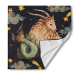 Watercolor Capricorn Zodiac Sign Print Silk Bandana
