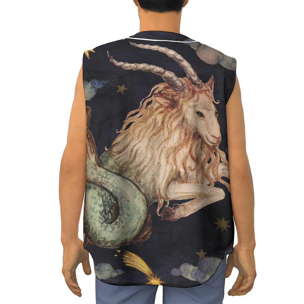 Watercolor Capricorn Zodiac Sign Print Sleeveless Baseball Jersey