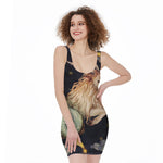 Watercolor Capricorn Zodiac Sign Print Sleeveless Bodycon Dress