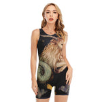 Watercolor Capricorn Zodiac Sign Print Sleeveless One Piece Swimsuit