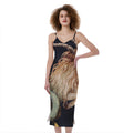 Watercolor Capricorn Zodiac Sign Print Slim Fit Midi Cami Dress