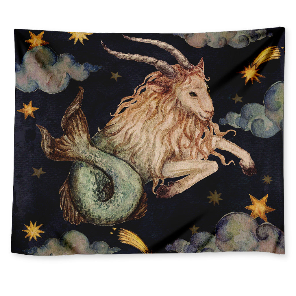 Watercolor Capricorn Zodiac Sign Print Tapestry