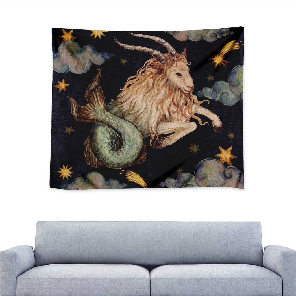 Watercolor Capricorn Zodiac Sign Print Tapestry