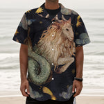 Watercolor Capricorn Zodiac Sign Print Textured Short Sleeve Shirt