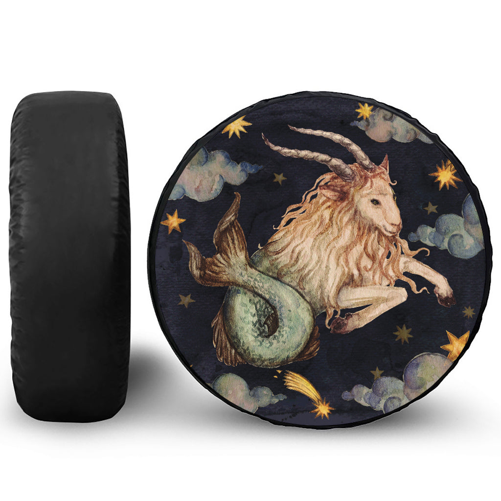 Watercolor Capricorn Zodiac Sign Print Tire Cover