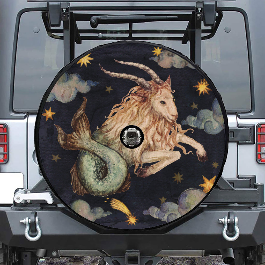 Watercolor Capricorn Zodiac Sign Print Tire Cover With Camera Hole