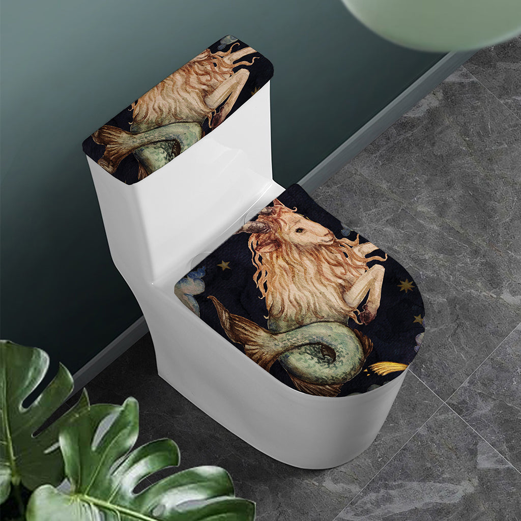 Watercolor Capricorn Zodiac Sign Print Toilet Lid And Tank Cover Set