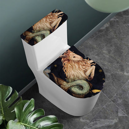 Watercolor Capricorn Zodiac Sign Print Toilet Lid And Tank Cover Set