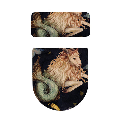Watercolor Capricorn Zodiac Sign Print Toilet Lid And Tank Cover Set
