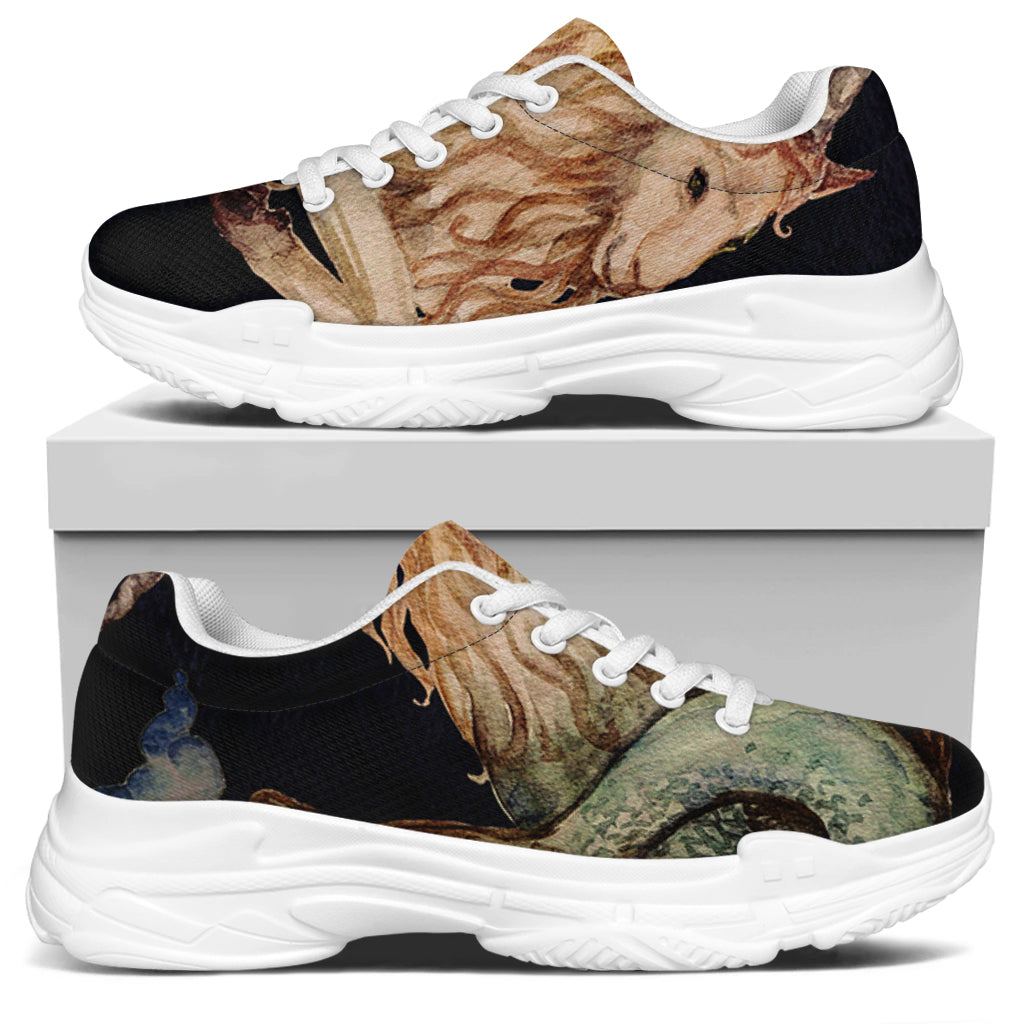 Watercolor Capricorn Zodiac Sign Print White Chunky Shoes