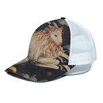 Watercolor Capricorn Zodiac Sign Print White Mesh Trucker Cap