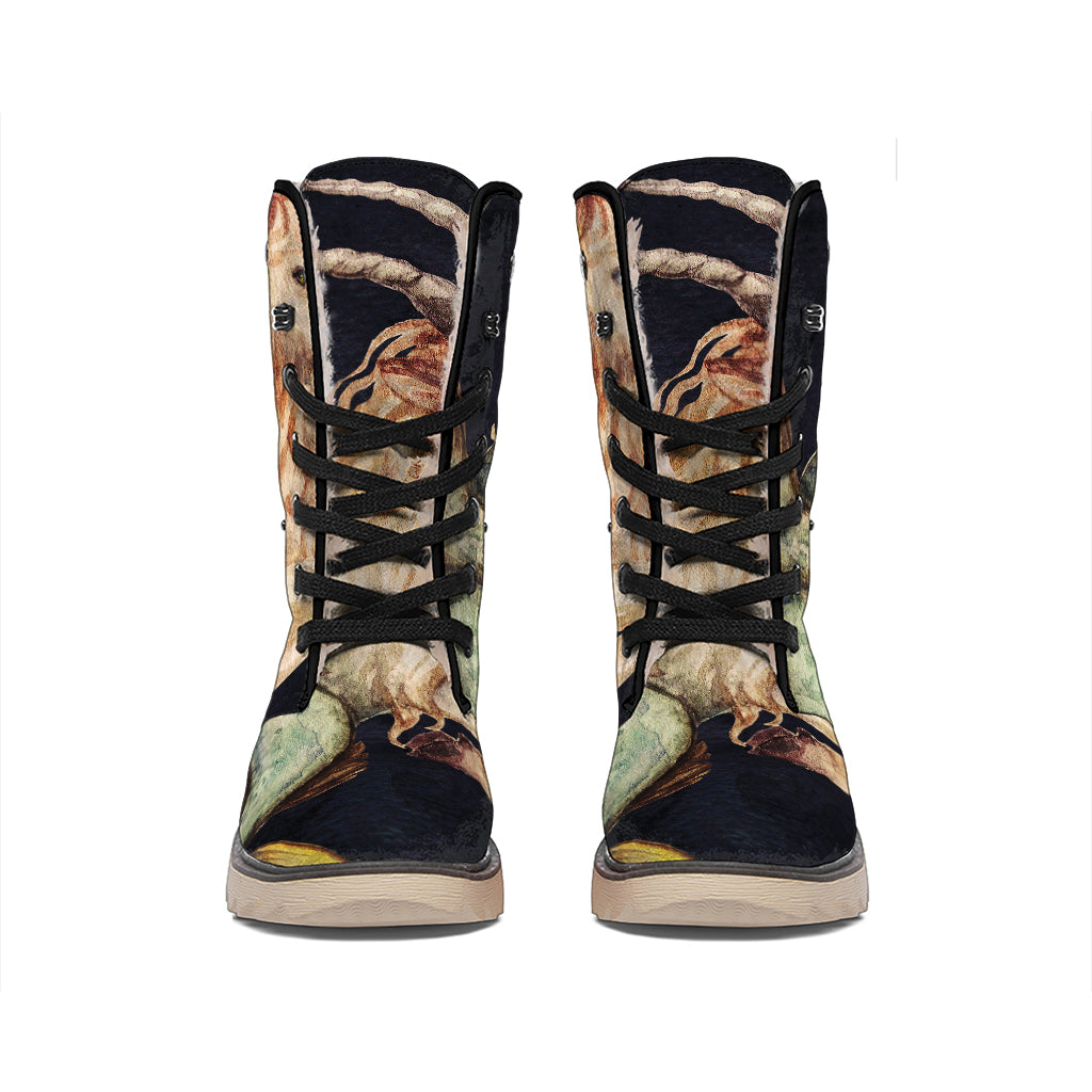 Watercolor Capricorn Zodiac Sign Print Winter Boots