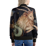 Watercolor Capricorn Zodiac Sign Print Women's Bomber Jacket