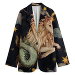 Watercolor Capricorn Zodiac Sign Print Women's Cotton Blazer