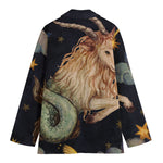 Watercolor Capricorn Zodiac Sign Print Women's Cotton Blazer
