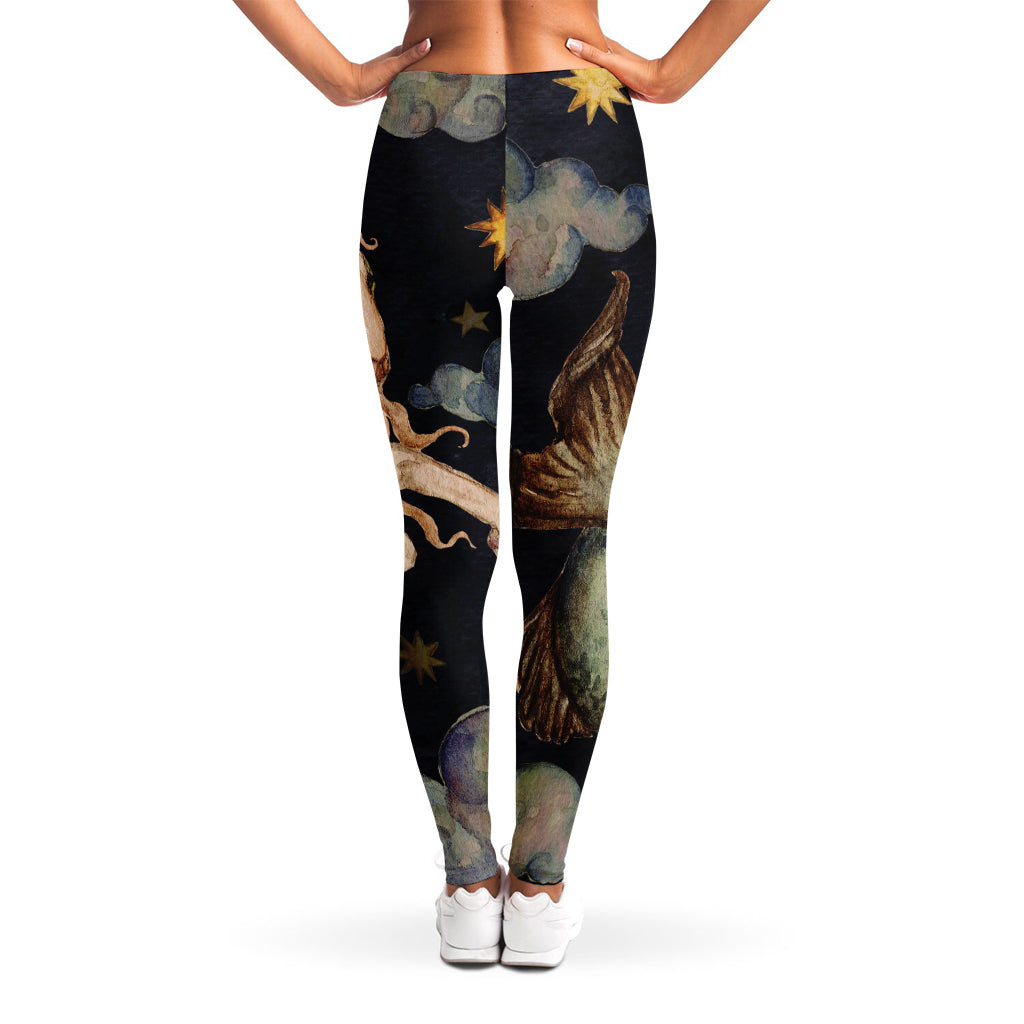 Watercolor Capricorn Zodiac Sign Print Women's Leggings