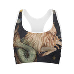 Watercolor Capricorn Zodiac Sign Print Women's Sports Bra