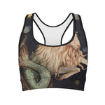 Watercolor Capricorn Zodiac Sign Print Women's Sports Bra
