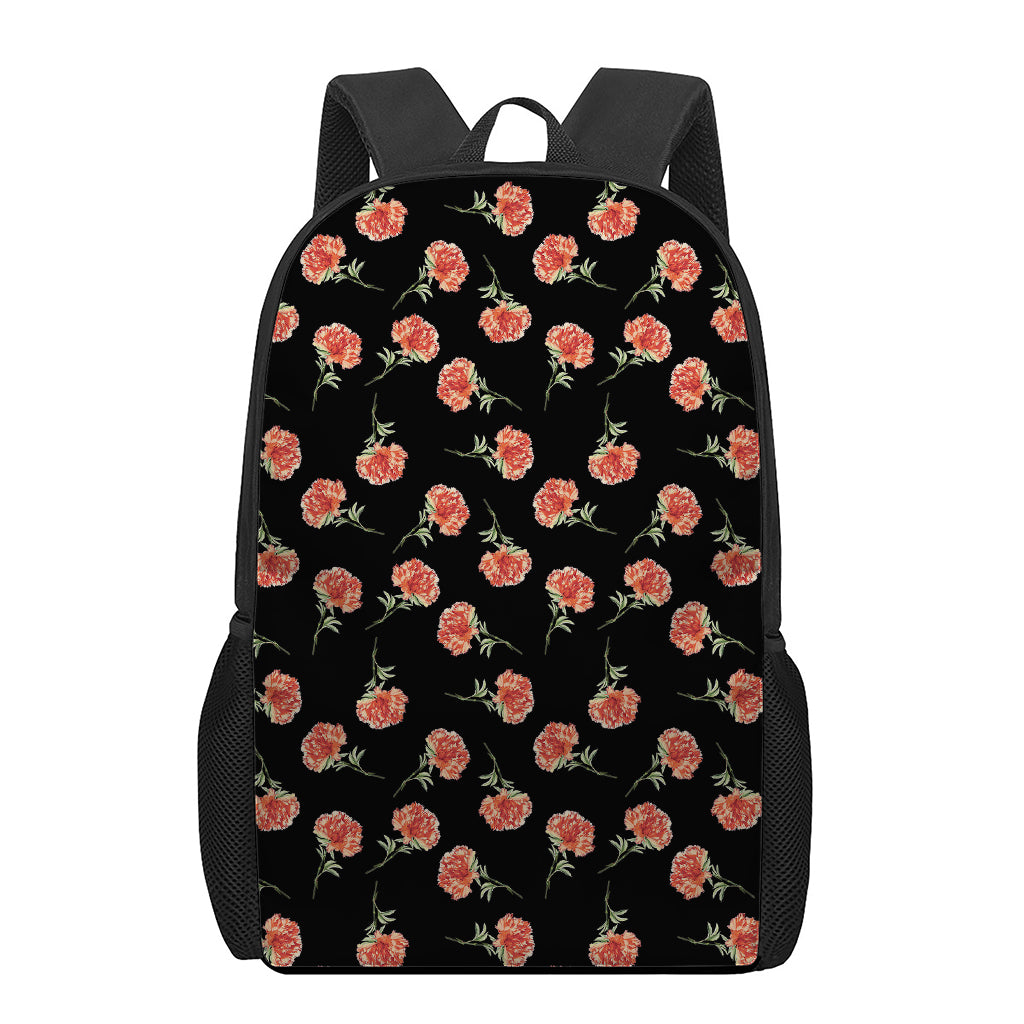 Watercolor Carnation Pattern Print 17 Inch Backpack
