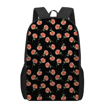 Watercolor Carnation Pattern Print 17 Inch Backpack
