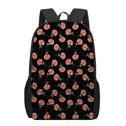 Watercolor Carnation Pattern Print 17 Inch Backpack