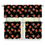 Watercolor Carnation Pattern Print 3 Piece Kitchen Curtains