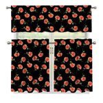 Watercolor Carnation Pattern Print 3 Piece Kitchen Curtains