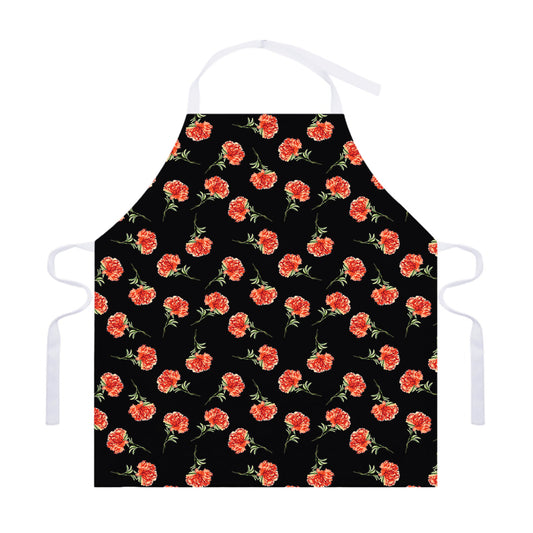 Watercolor Carnation Pattern Print Adjustable Apron
