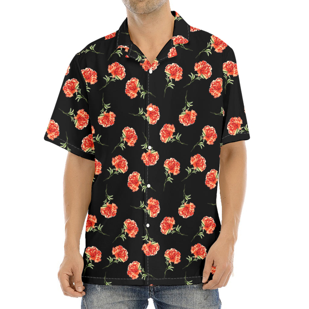 Watercolor Carnation Pattern Print Aloha Shirt