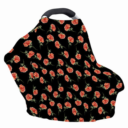 Watercolor Carnation Pattern Print Baby Seat Cover