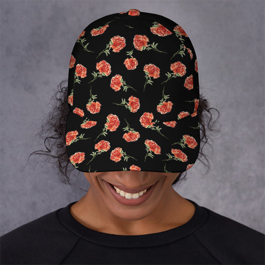 Watercolor Carnation Pattern Print Baseball Cap