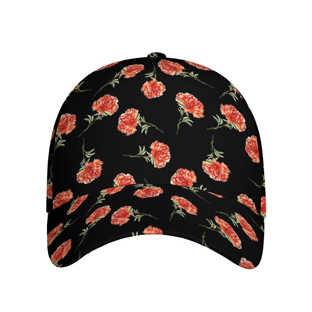 Watercolor Carnation Pattern Print Baseball Cap