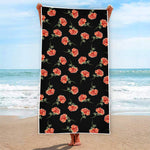 Watercolor Carnation Pattern Print Beach Towel
