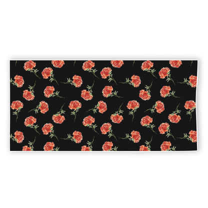 Watercolor Carnation Pattern Print Beach Towel