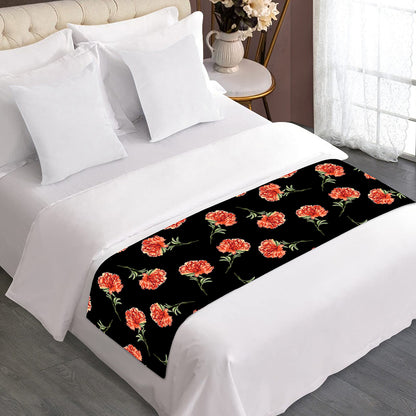 Watercolor Carnation Pattern Print Bed Runner