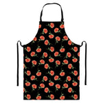 Watercolor Carnation Pattern Print Bib Apron With Pocket