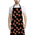 Watercolor Carnation Pattern Print Bib Apron With Pocket