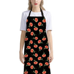 Watercolor Carnation Pattern Print Bib Apron With Pocket