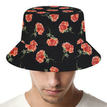 Watercolor Carnation Pattern Print Bucket Hat