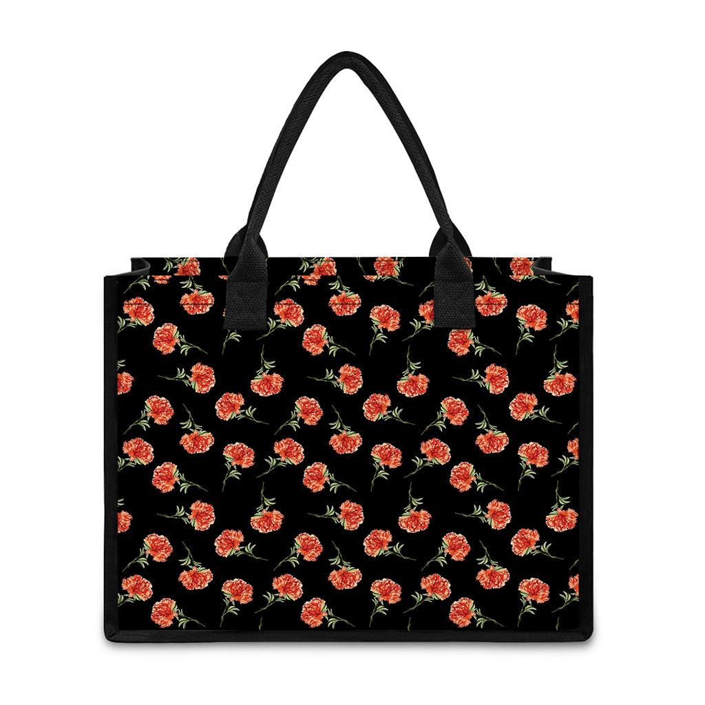 Watercolor Carnation Pattern Print Canvas Tote Bag