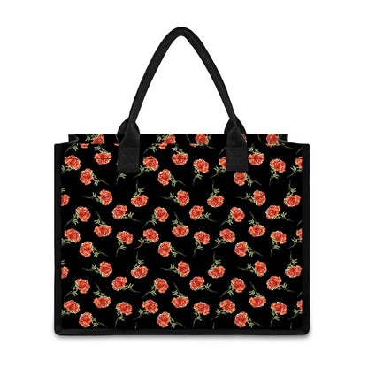 Watercolor Carnation Pattern Print Canvas Tote Bag