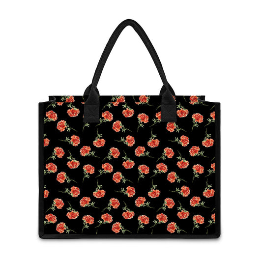 Watercolor Carnation Pattern Print Canvas Tote Bag