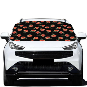 Watercolor Carnation Pattern Print Car Windshield Snow Cover