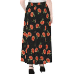 Watercolor Carnation Pattern Print Chiffon Maxi Skirt