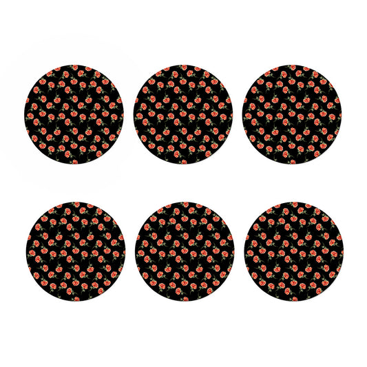 Watercolor Carnation Pattern Print Coaster Set