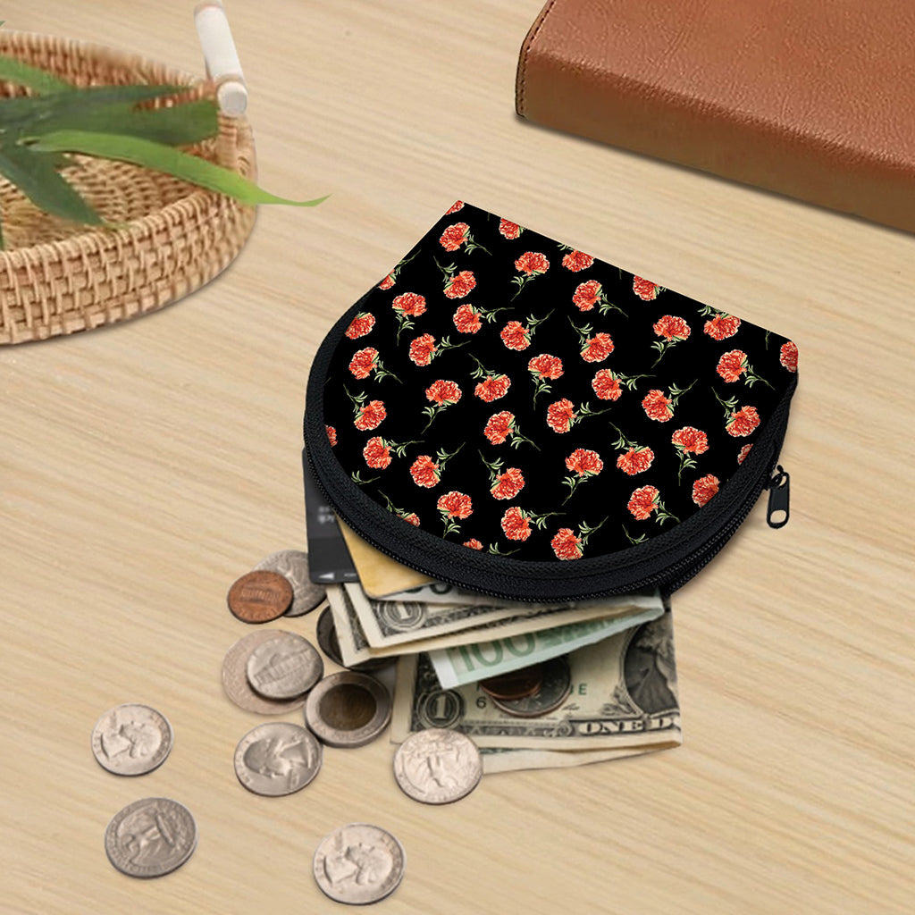 Watercolor Carnation Pattern Print Coin Purse