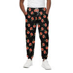 Watercolor Carnation Pattern Print Cotton Pants